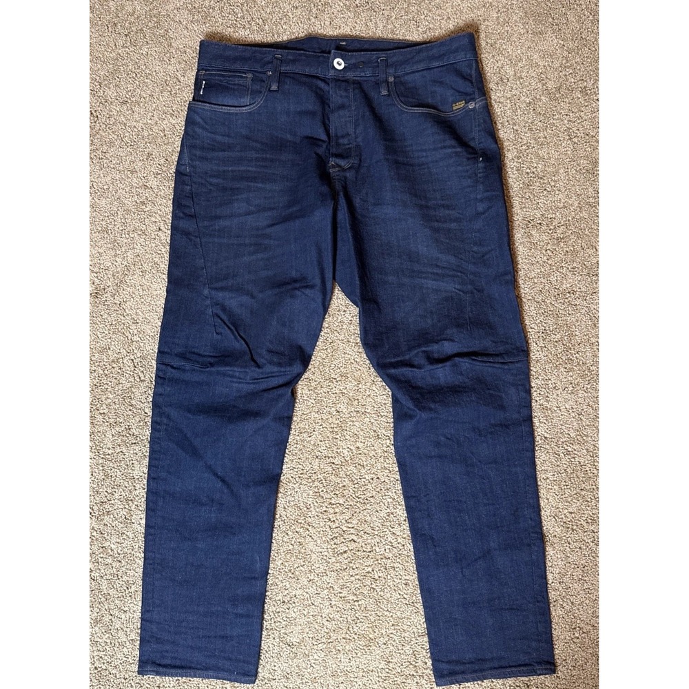 G-Star GSTR Raw Scutar 3D Slim Tapered Dark Wash Denim Sz 36 Button Fly Read